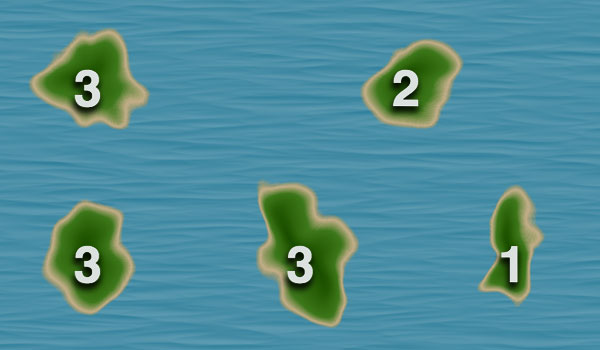 Islands with numbers on them